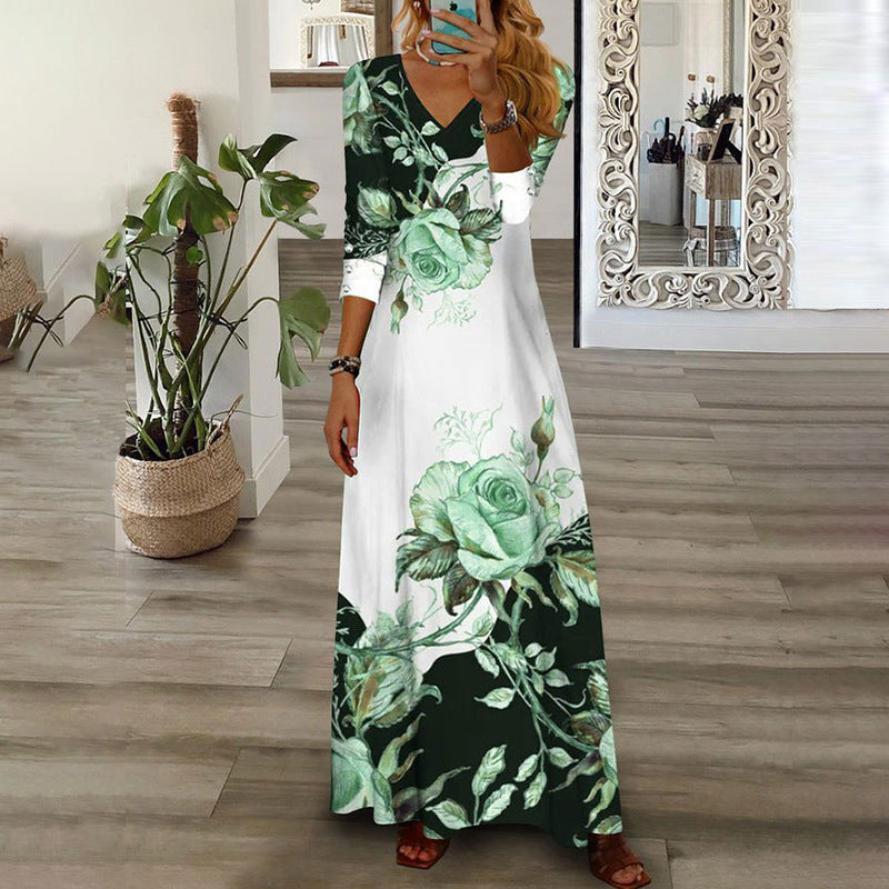 Damen Maxikleid mit floralem Design und V-Ausschnitt Stalluxe
