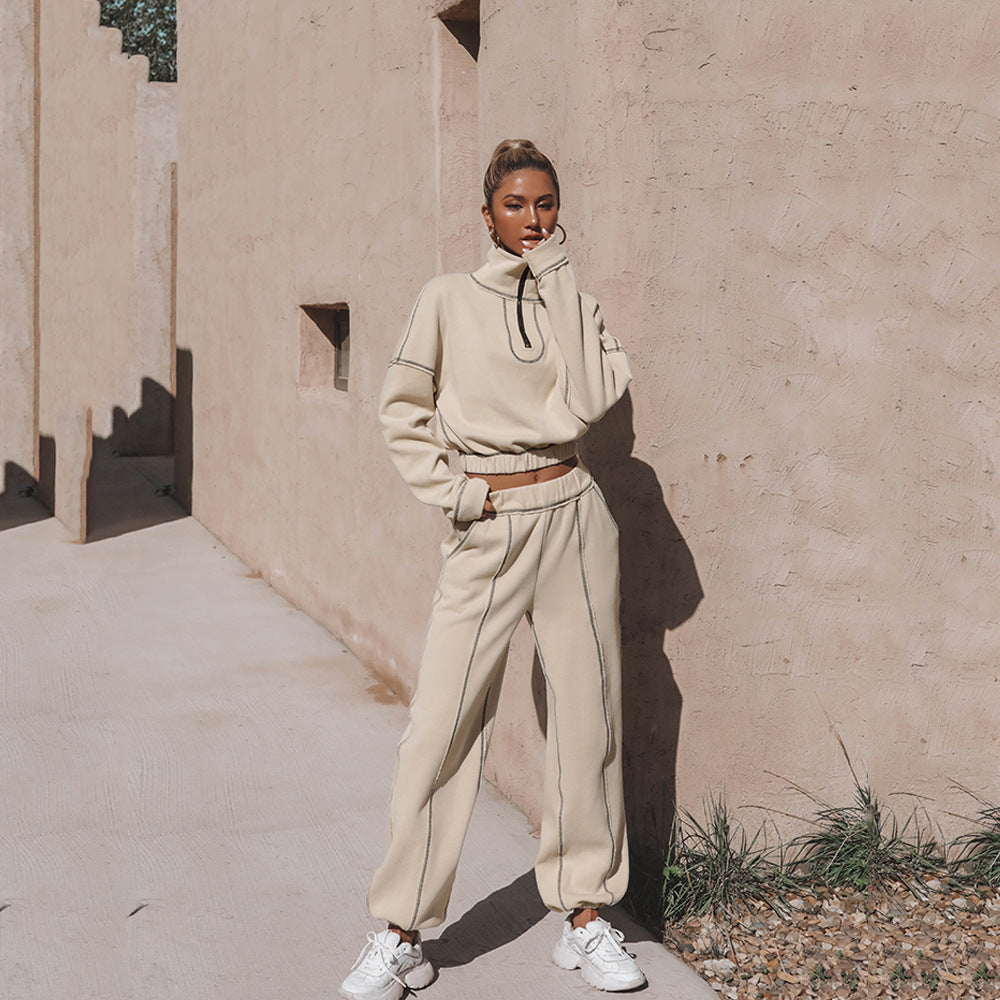 Damen lässiger Hoodie mit Reißverschluss und Rüschensaum Stalluxe