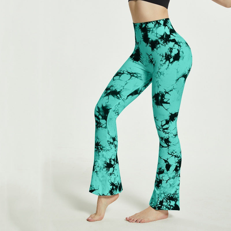 Damen Flared Yoga-Leggings mit einzigartigem Batikmuster Stalluxe