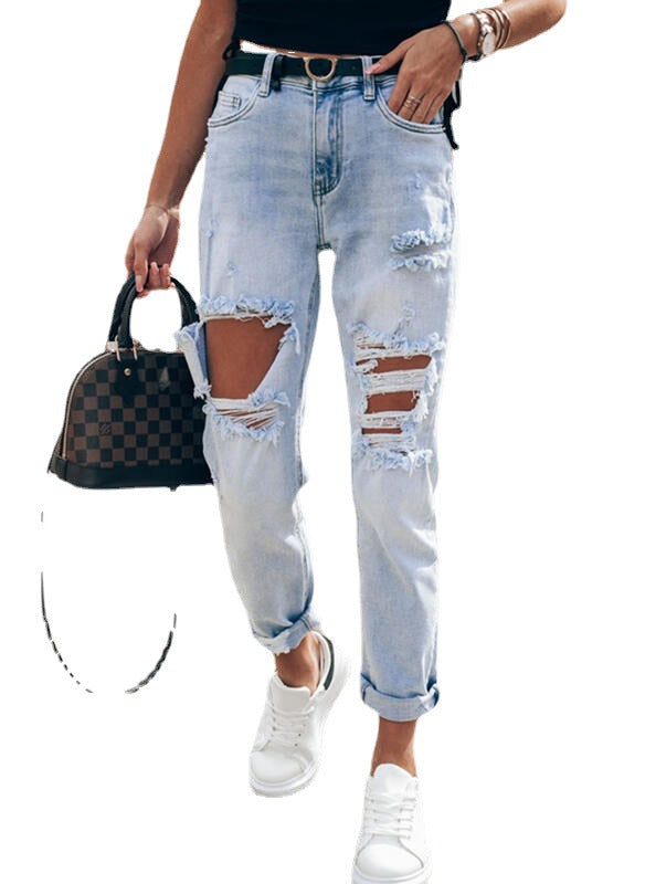 Damen Ripped Boyfriend Jeans im lässigen Vintage-Stil mit hohem Bund Stalluxe