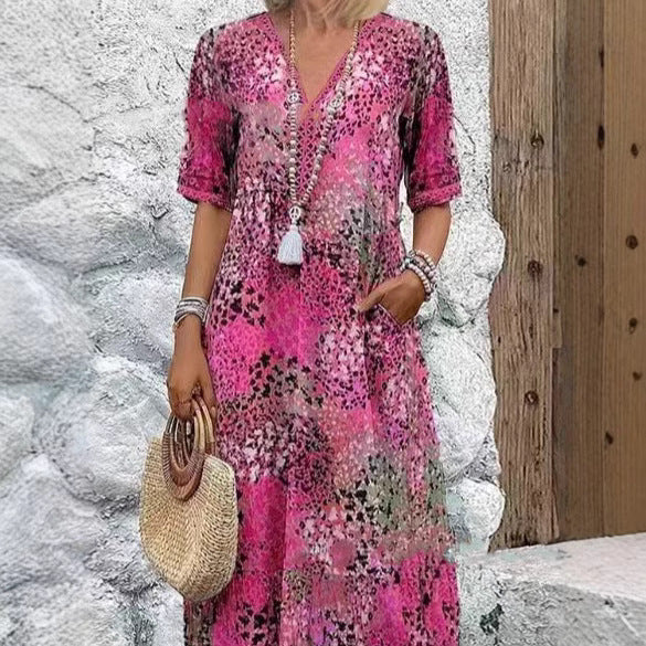 Damen Maxikleid mit ansprechendem floralem Design und praktischen Taschen Stalluxe