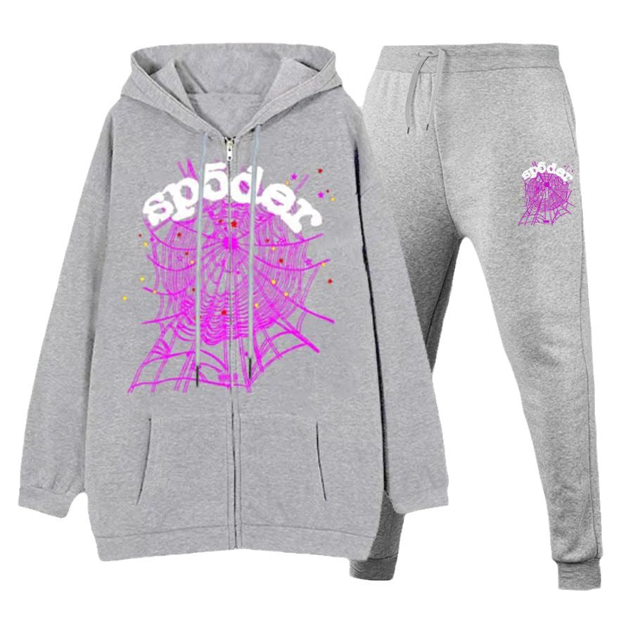 Damen Kapuzenjacke und Jogginghose Set mit einzigartigem Spinnennetzdesign Stalluxe
