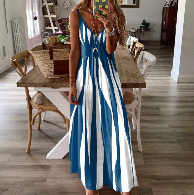 Damen Maxikleid mit modischem Streifenmuster Stalluxe