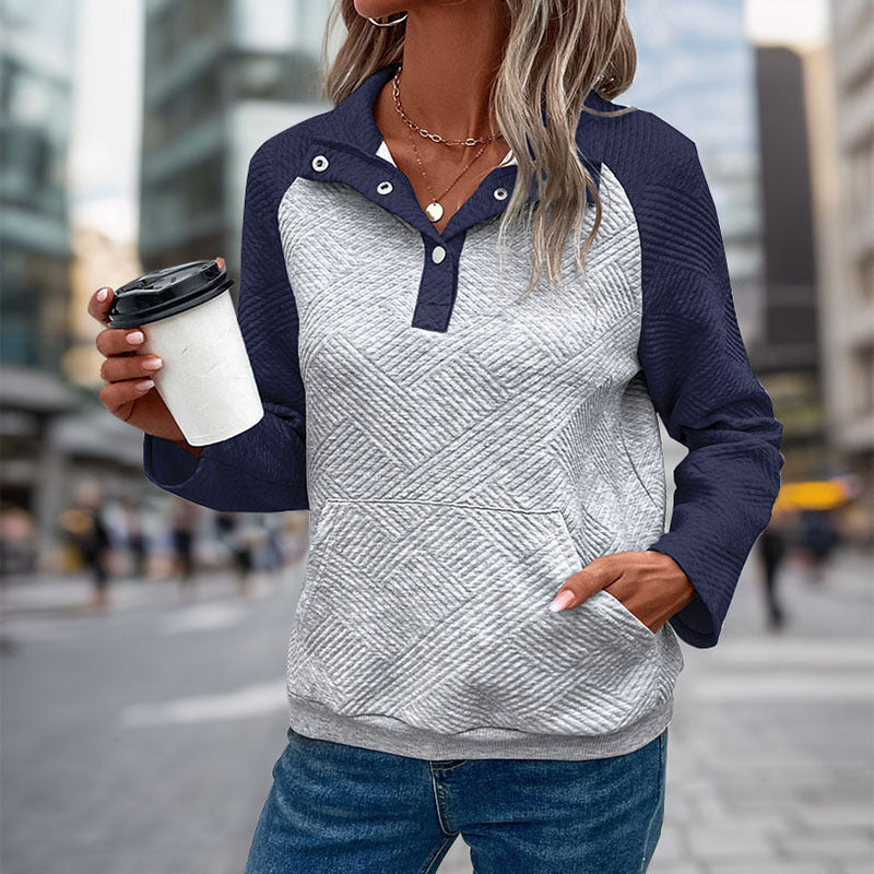 Damen lässiger Pullover mit strukturiertem Design und funktioneller Kapuze Stalluxe