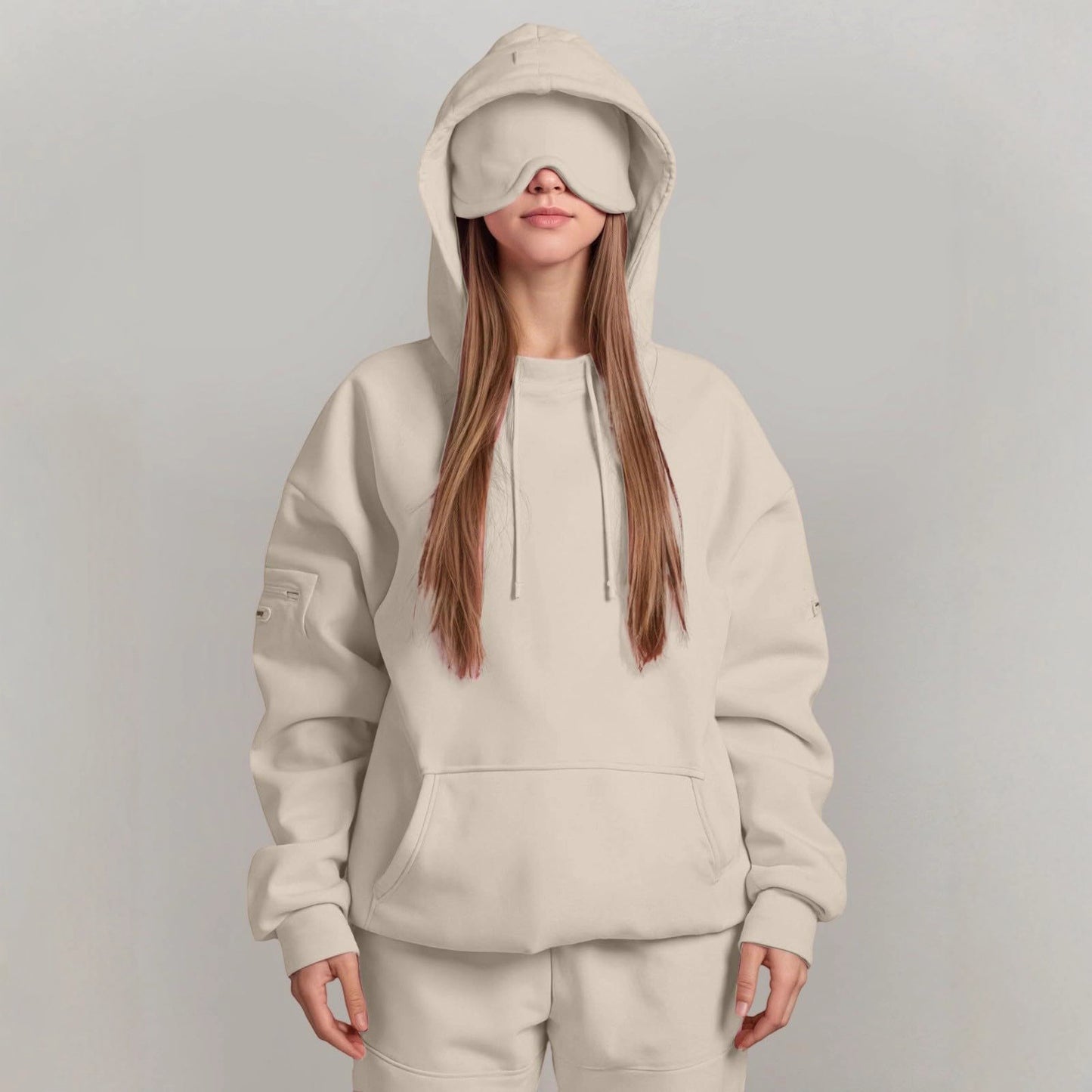 Damen kuscheliger Oversized Hoodie mit integrierter Augenmaske Stalluxe