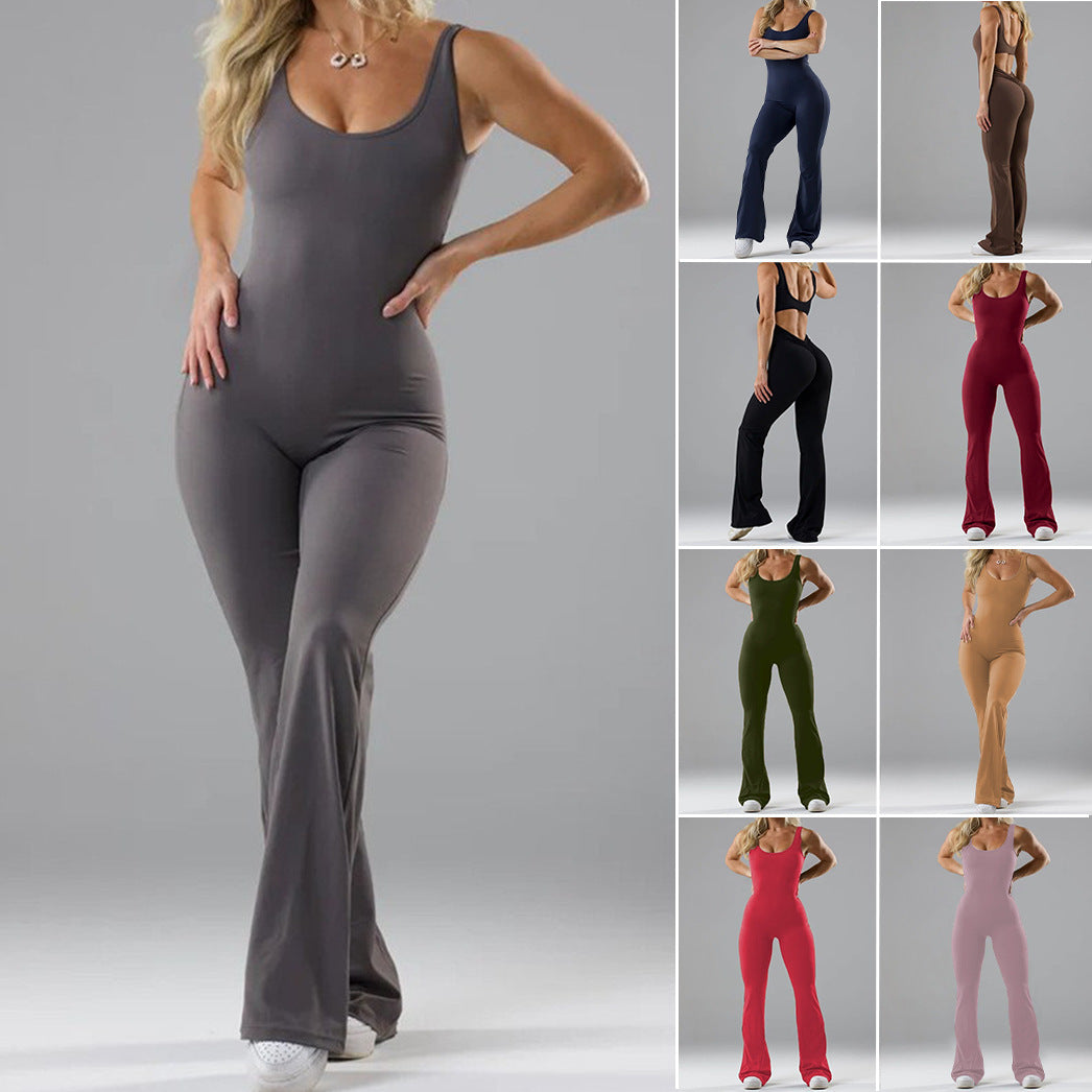 Damen Sportlicher Flared Jumpsuit mit weichem Material Stalluxe