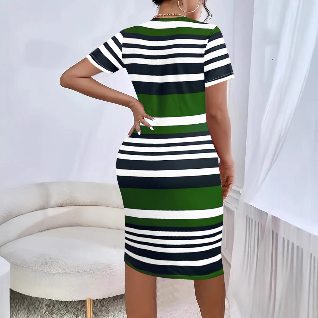 Damen gestreiftes Bodycon Midi Kleid Stalluxe