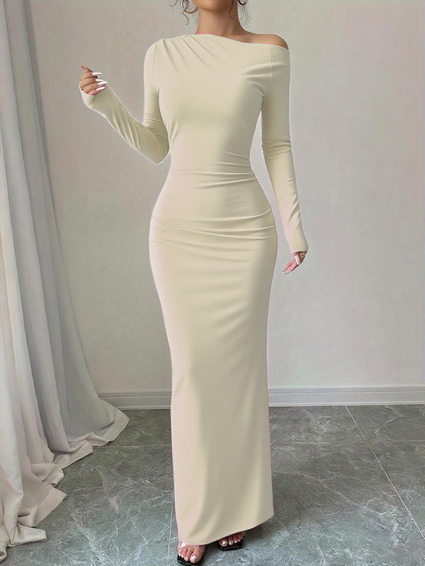 Damen elegantes Langarmkleid mit floralem Motiv Stalluxe
