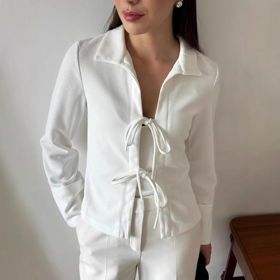 Damen modische Waffelstruktur Bluse Stalluxe