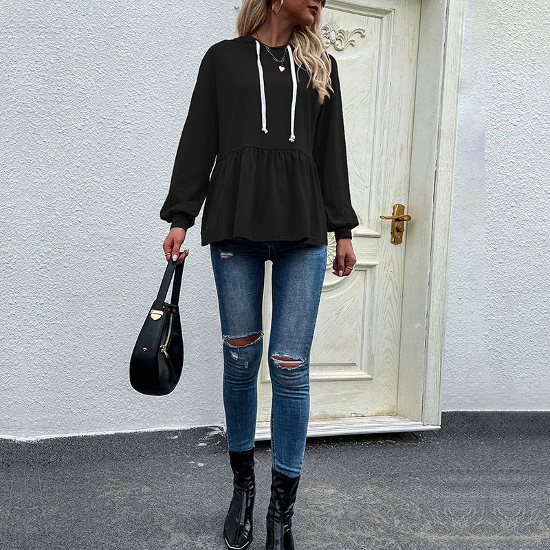Damen lässiger Hoodie mit Rüschendetail und Kordelzug Stalluxe