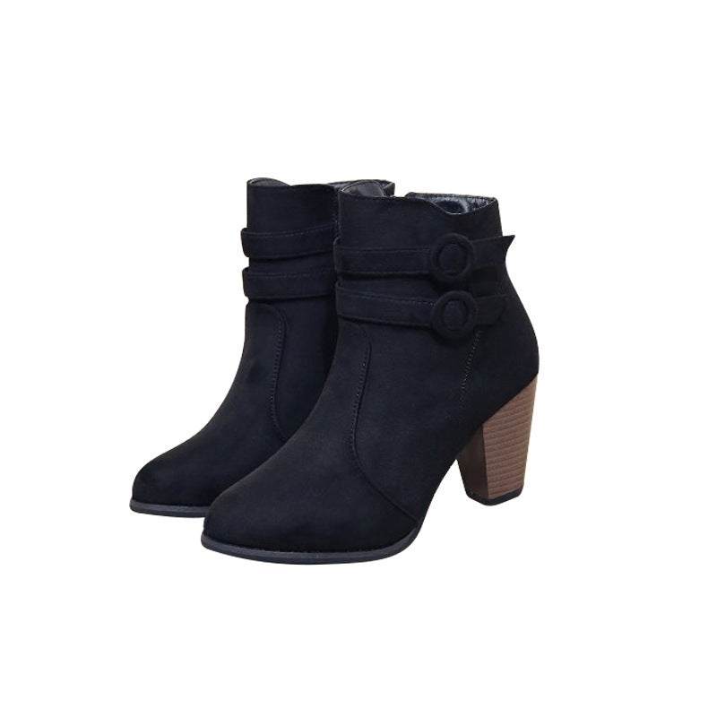 Damen Elegante Ankle Boots mit modischer Knopfdekoration und komfortablem Blockabsatz Stalluxe