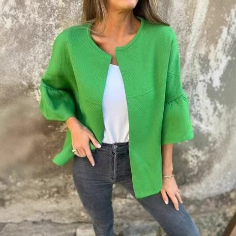 Damen Modische Jacke mit weitem Ärmel und leicht strukturiertem Stoff Stalluxe