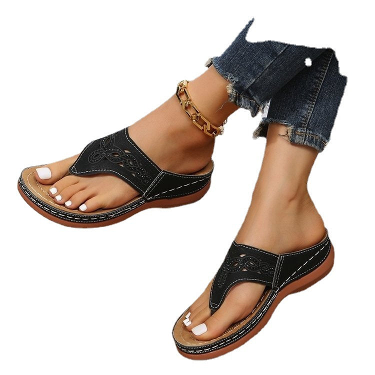 Damen Zehentrenner-Sandalen mit eleganter Spitzenverzierung und weichem Fußbett Stalluxe