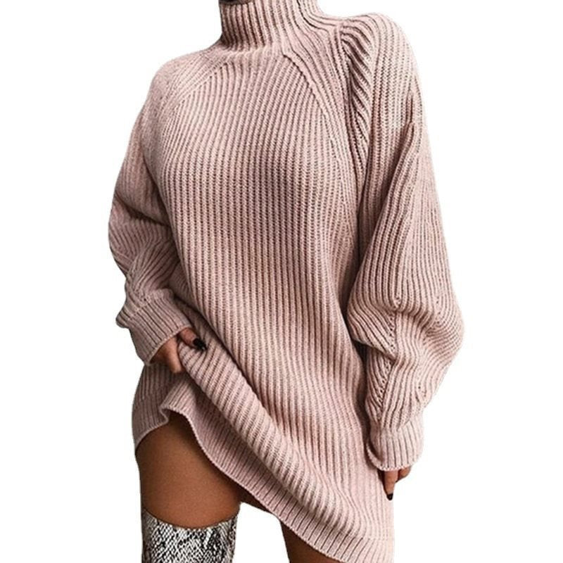 Damen Oversized Strickpullover mit Stehkragen und seitlichem Schlitz Stalluxe