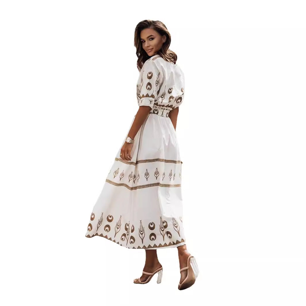 Damen Maxikleid mit kunstvollem Muster Stalluxe