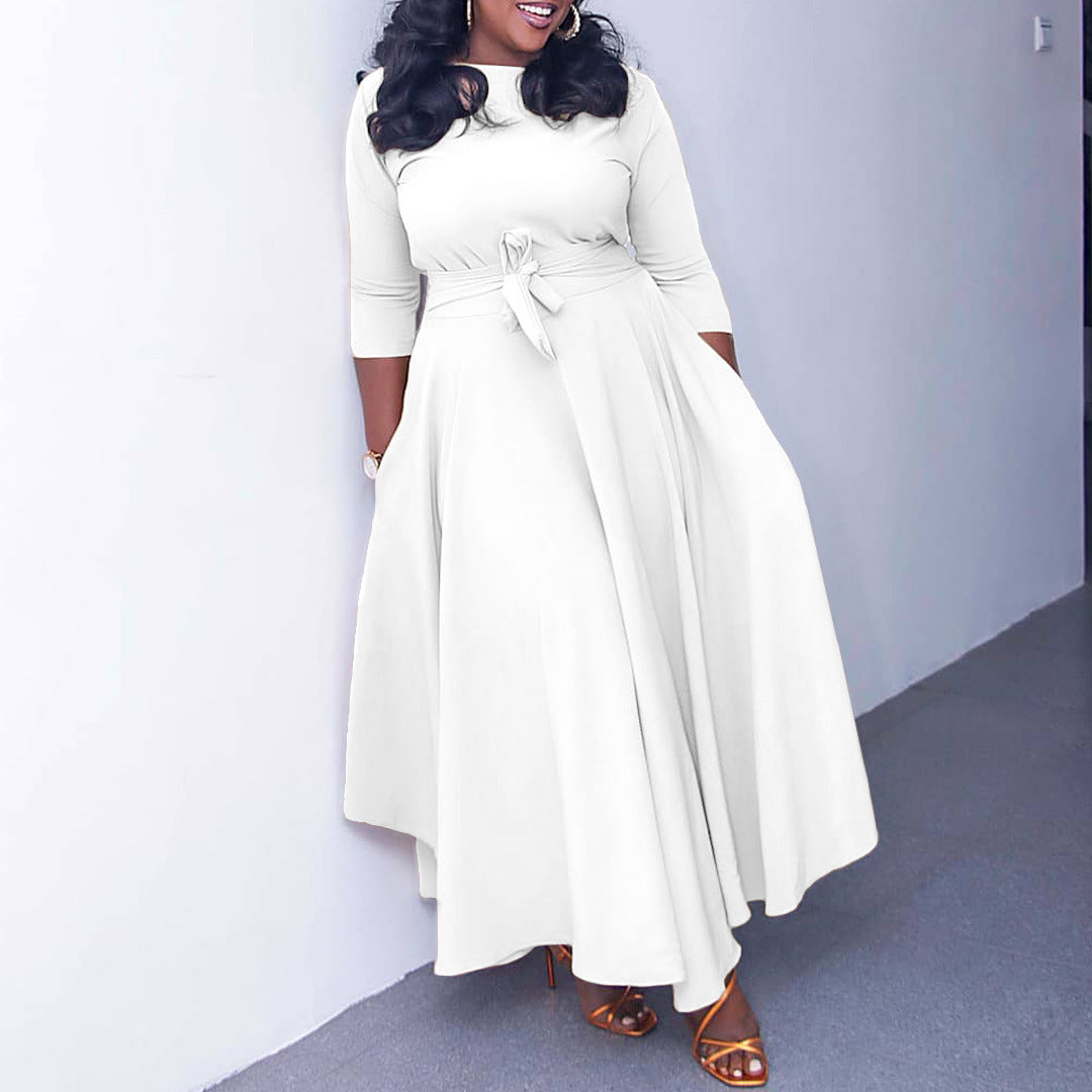 Damen Maxikleid mit Taillengürtel Stalluxe