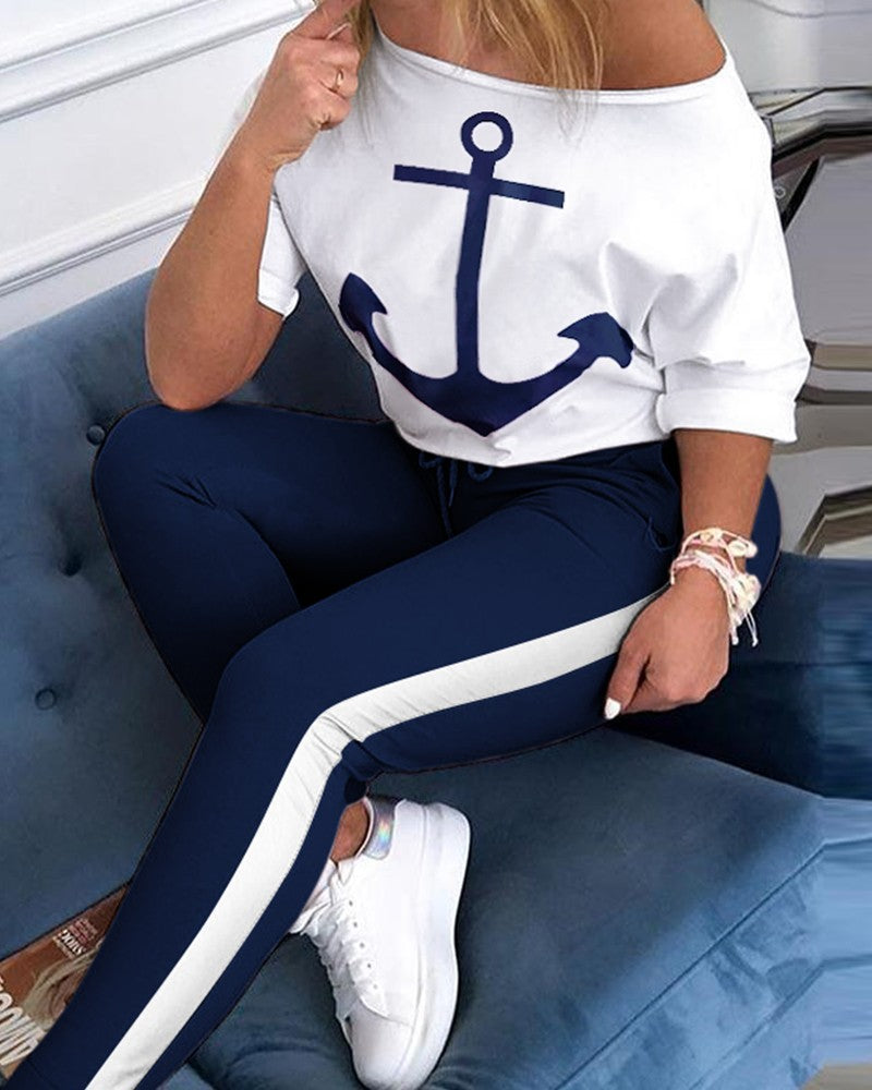 Damen Oversize T-Shirt mit Anker-Druck Stalluxe