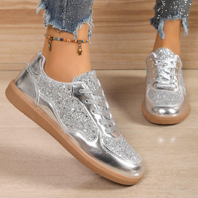 Damen Glitzernde Sneakers mit modischem Obermaterial und bequemer Sohle Stalluxe