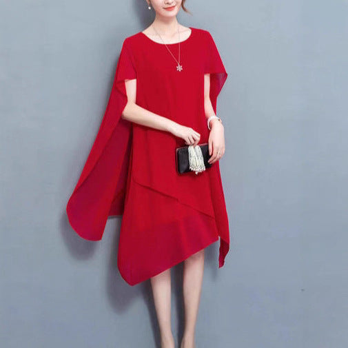 Damen asymmetrisches Chiffonkleid mit fließendem Schnitt Stalluxe