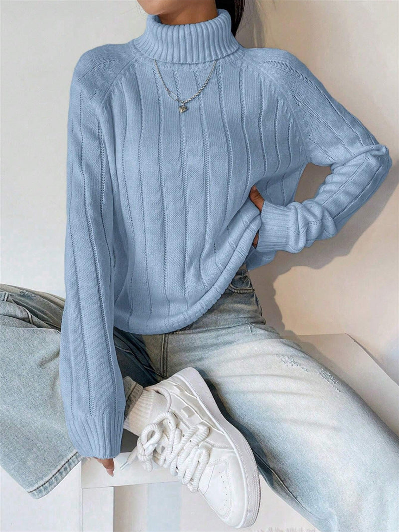 Damen Strickpullover mit hohem Kragen Stalluxe