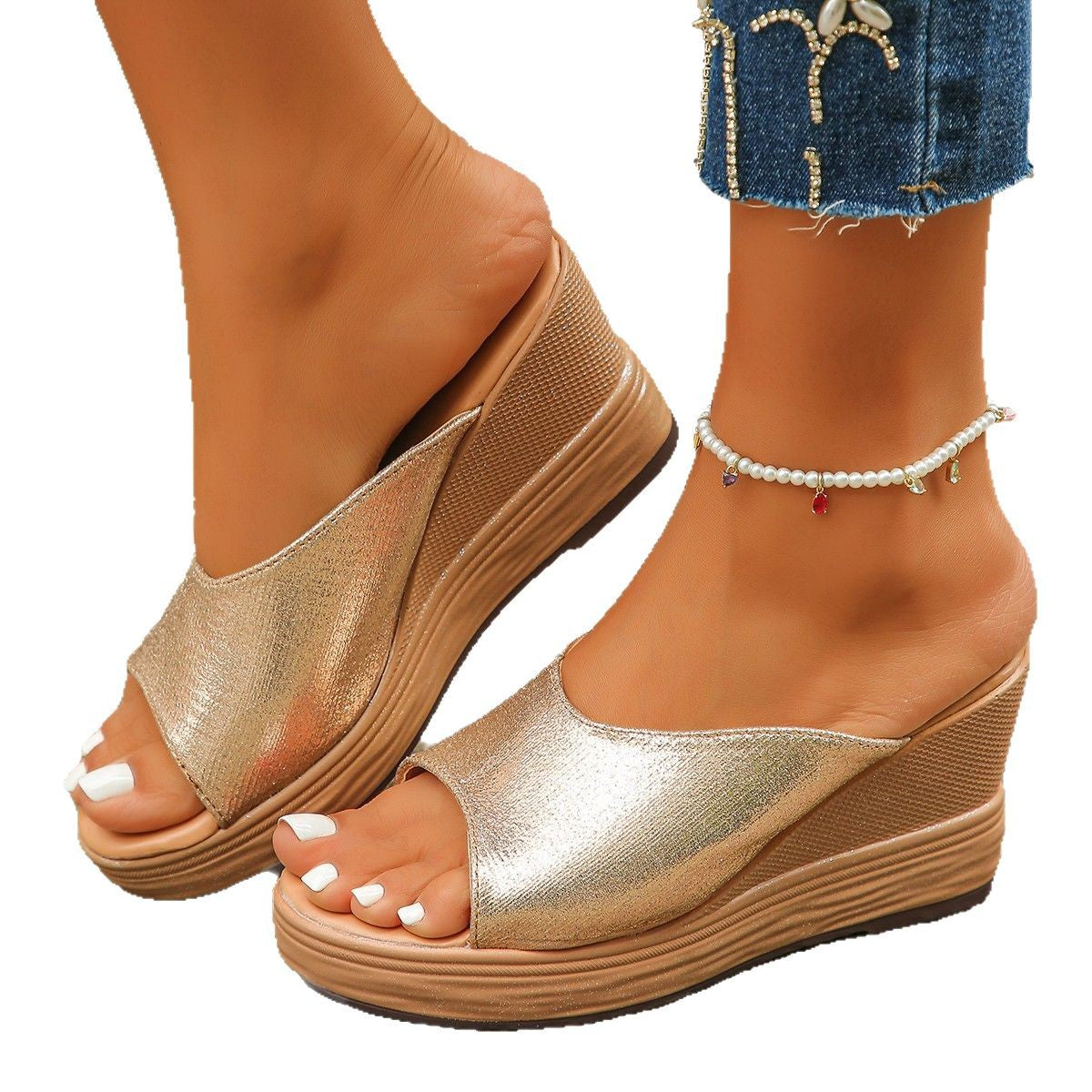 Damen Komfortable Plateau-Sandalen mit elegantem Halbfuß-Design und raffinierten Details Stalluxe