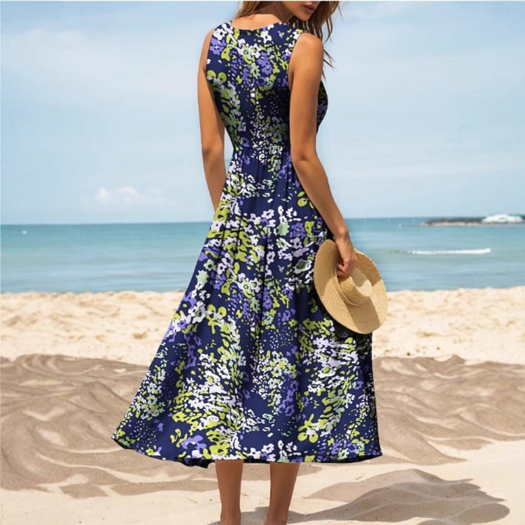 Damen Maxikleid mit verspieltem Blumendesign und weitem Rockabfall Stalluxe