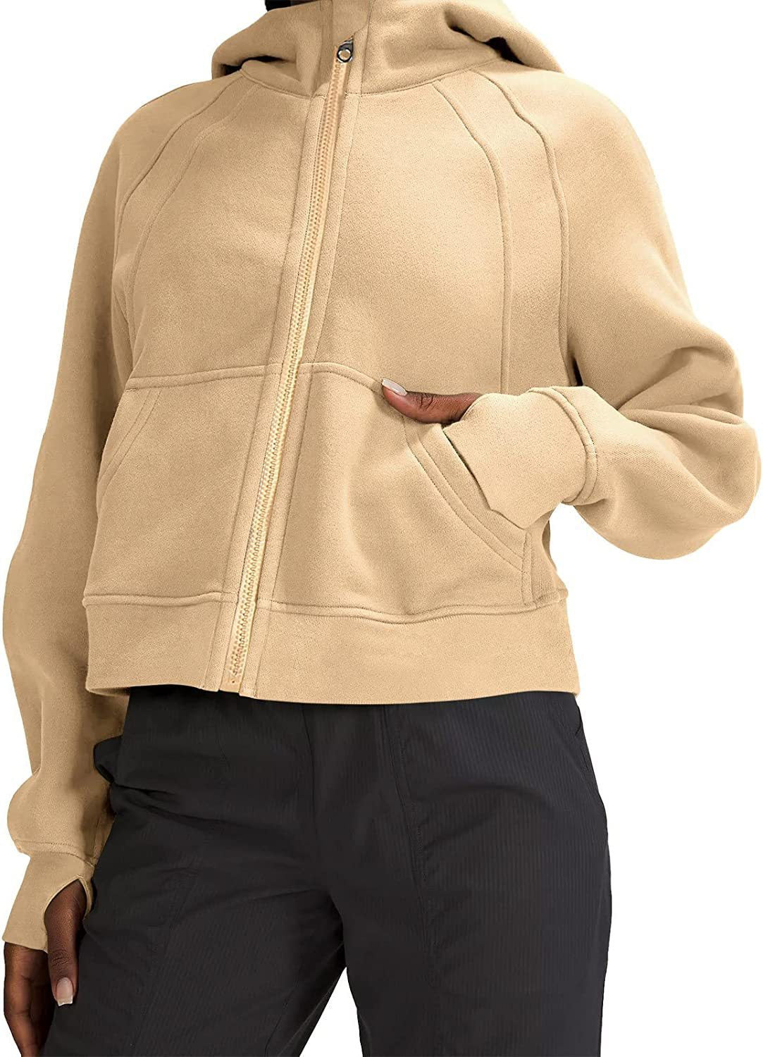 Damen lässige Kapuzenjacke mit nach unten gerafftem Schnitt und praktischen Taschen Stalluxe
