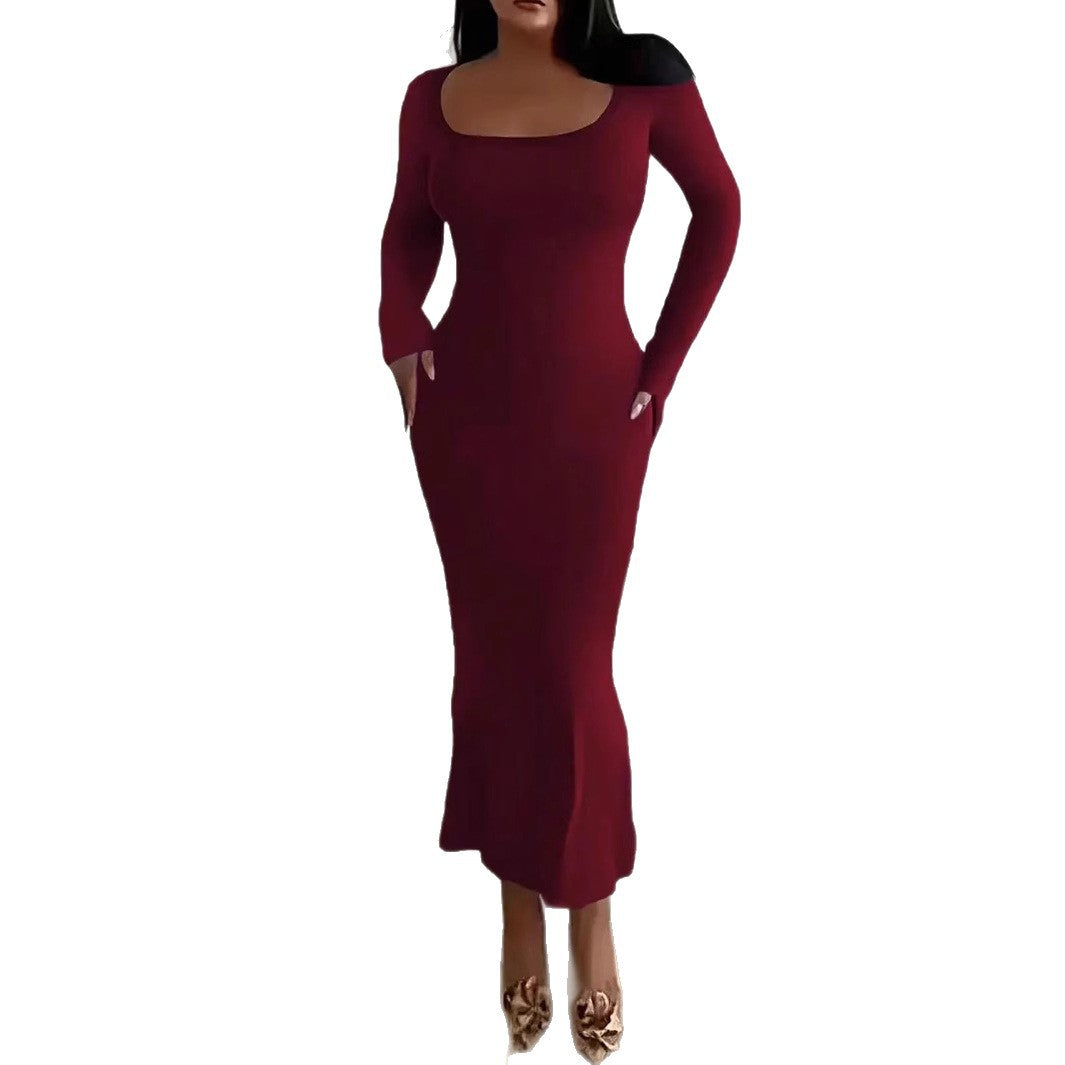 Damen Elegantes langes Abendkleid mit modernen Ärmeln und Taschen Stalluxe
