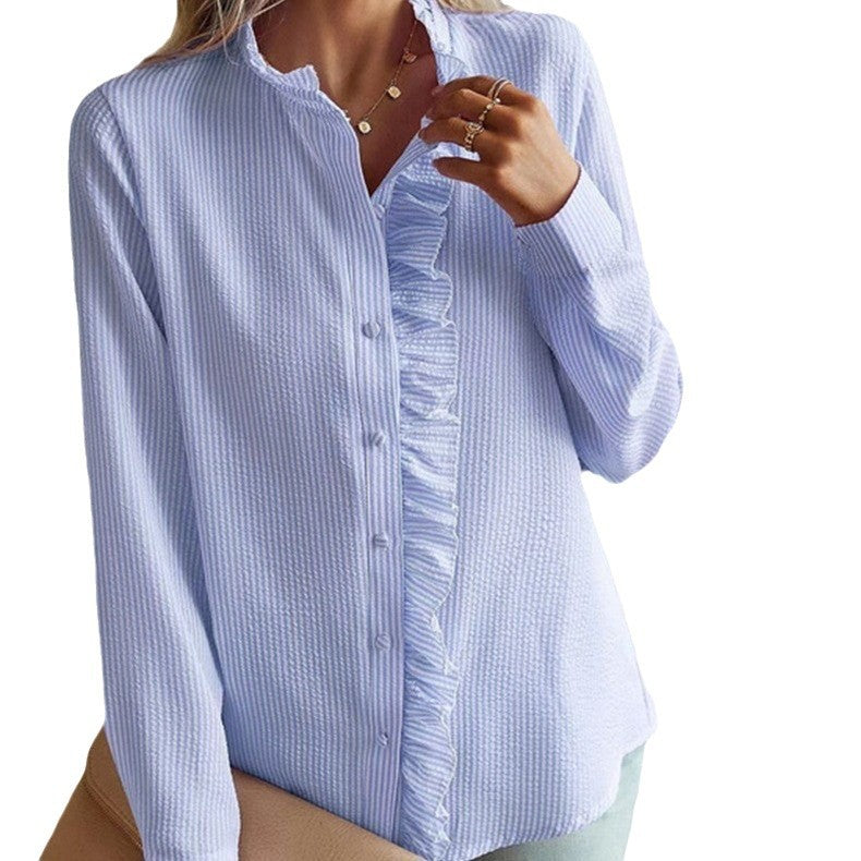 Damen charmante Bluse mit Rüsche Stalluxe