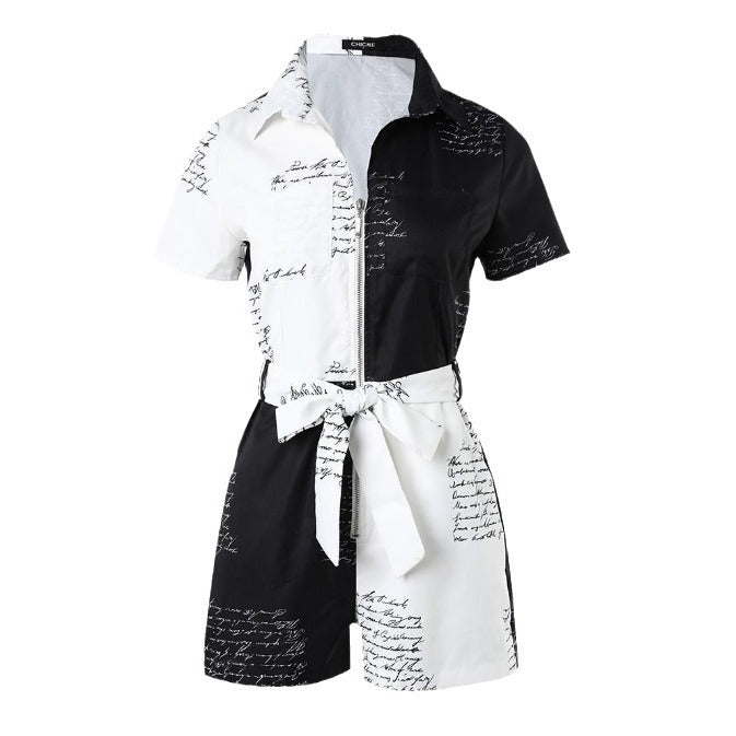 Damen Shorty-Overall mit grafischem Druck und modernem Schnitt Stalluxe