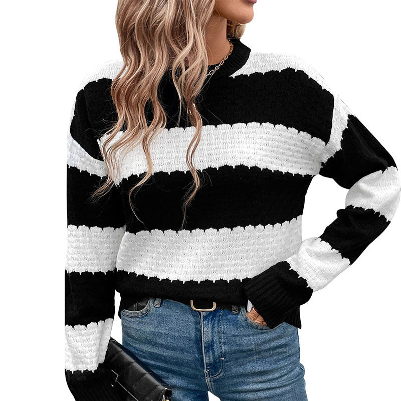 Damen gestreifter Strickpullover Stalluxe