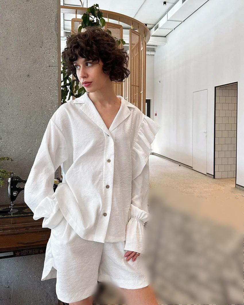 Damen Loungewear Set mit eleganten Rüschendetails Stalluxe
