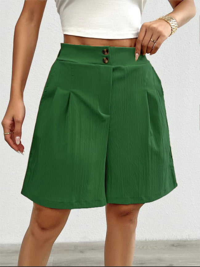 Damen Elegante Shorts mit Knopfverschluss und faltigem Design Stalluxe