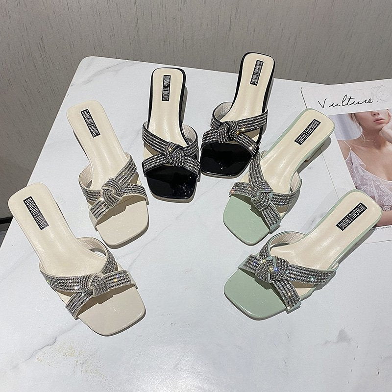 Damen elegante Sandalen mit Strassverzierungen und komfortablem Blockabsatz Stalluxe