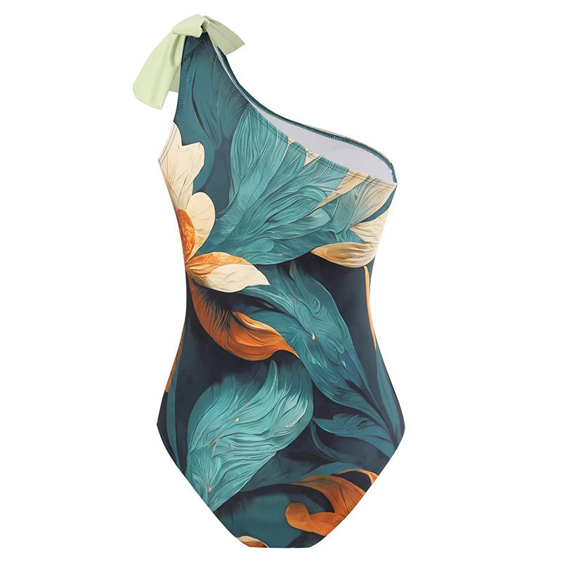 Damen Einteiler Badeanzug mit asymmetrischem Design und elegantem Wickelrock Stalluxe