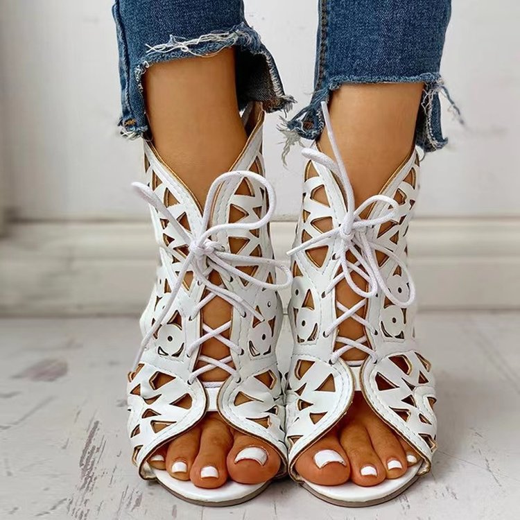 Damen Schnürsandalen mit kunstvollem Cut-Out-Design Stalluxe