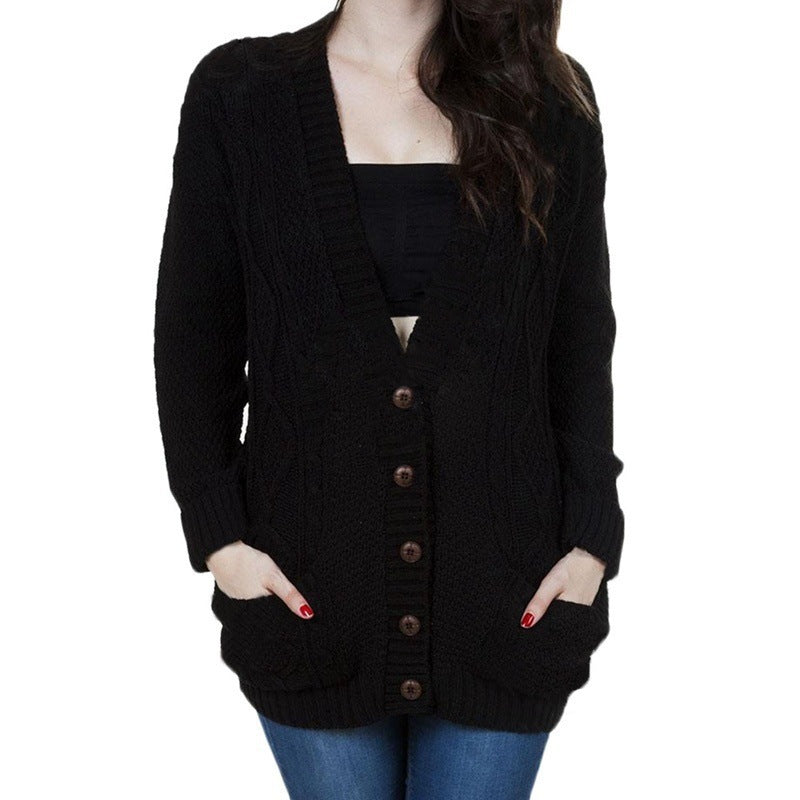 Damen Grobstrick-Cardigan mit klassischem V-Ausschnitt und praktischen Taschen Stalluxe