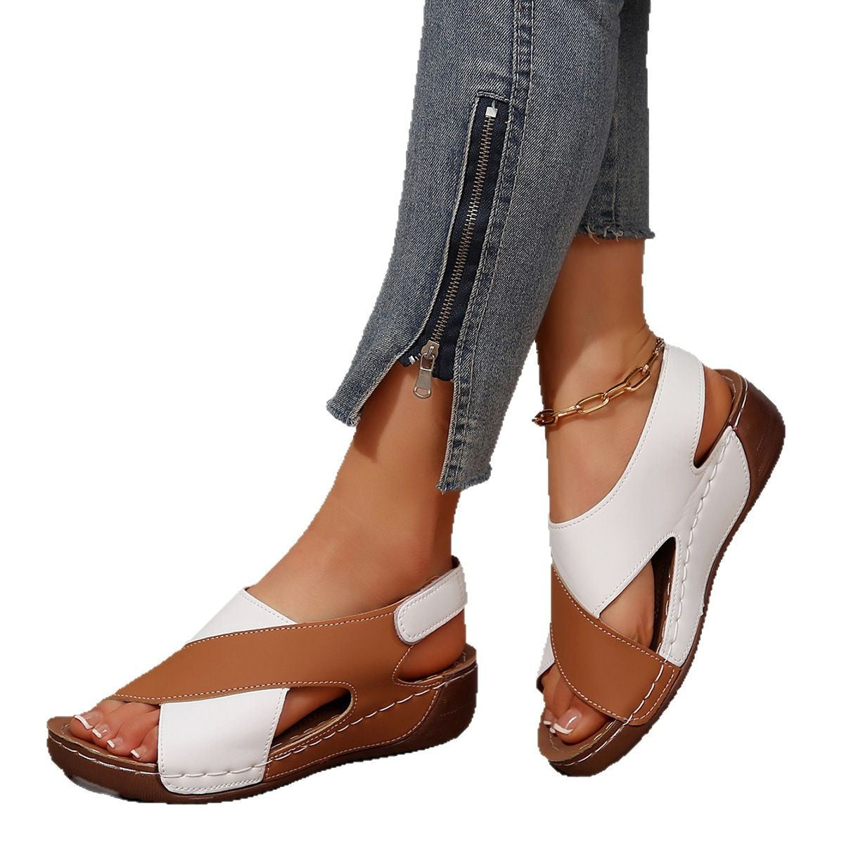 Damen Komfortable Wedge-Sandalen mit modischem Kreuzriemendesign Stalluxe