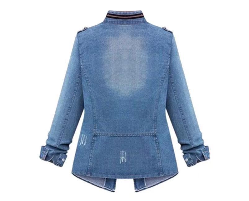 Damen Denim-Jacke mit praktischen aufgesetzten Taschen und Kordelzug Stalluxe