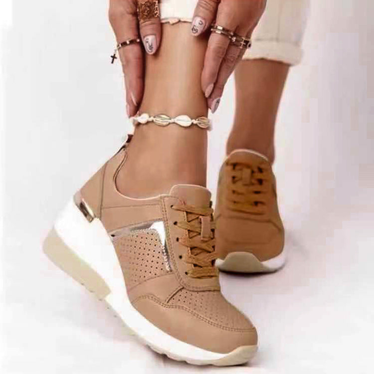 Damen Sportliche Wedge-Sneaker mit atmungsaktiver Mesh-Oberfläche und rutschfester Sohle Stalluxe