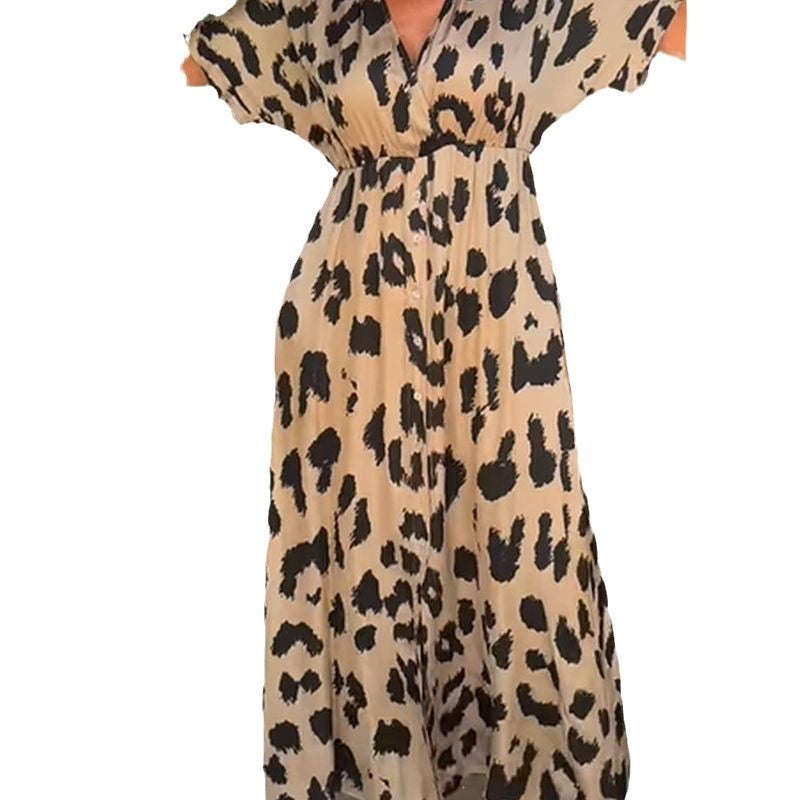 Damen Maxikleid mit zeitgemäßem Leopardenmuster und seitlichen Eingrifftaschen Stalluxe