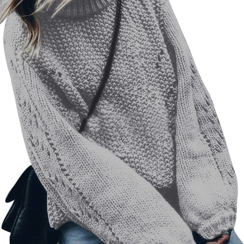 Damen Grobstrickpullover mit weitem Schnitt und modischem Rollkragen Stalluxe