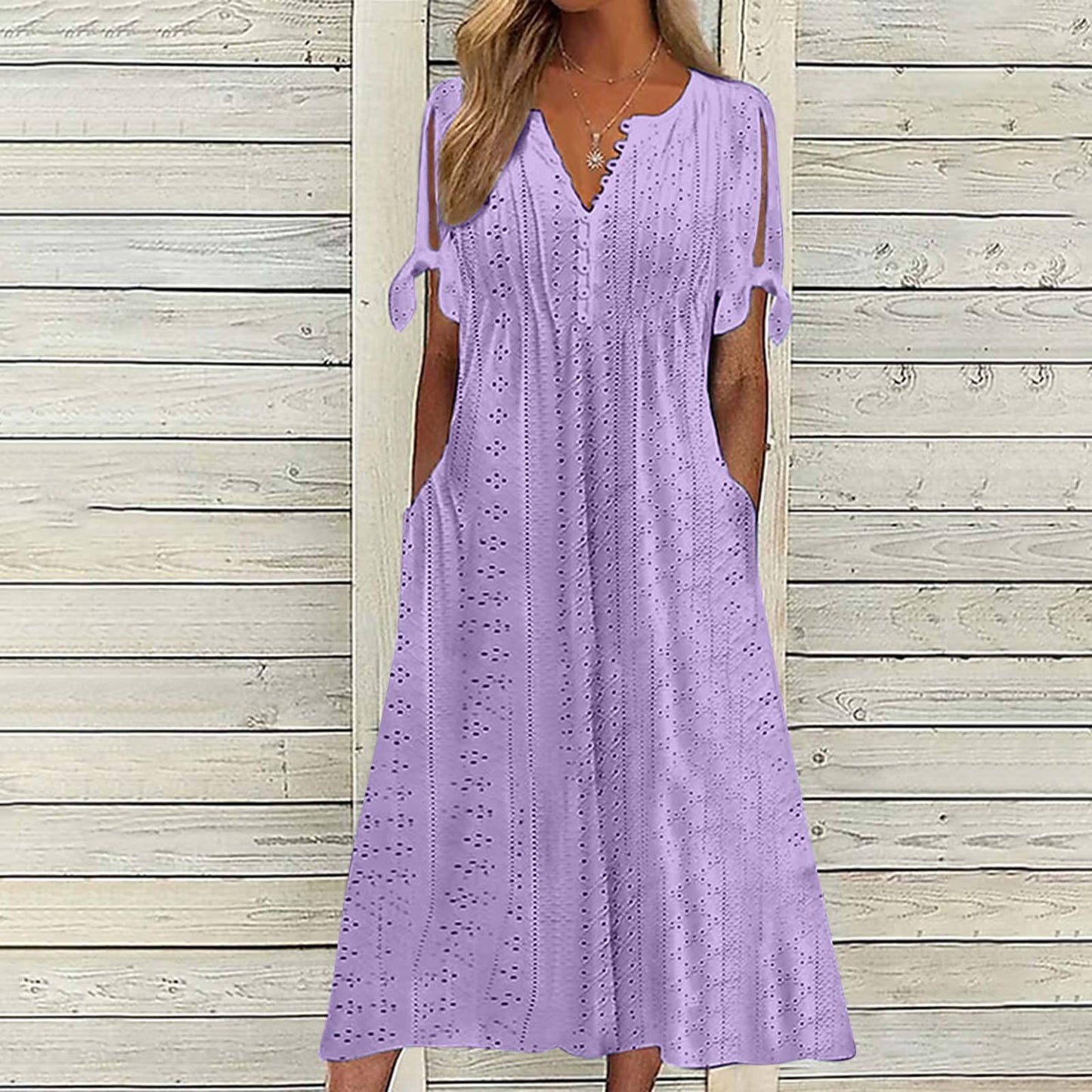 Damen lässiges Sommerkleid mit besonderer Lochmusterung Stalluxe