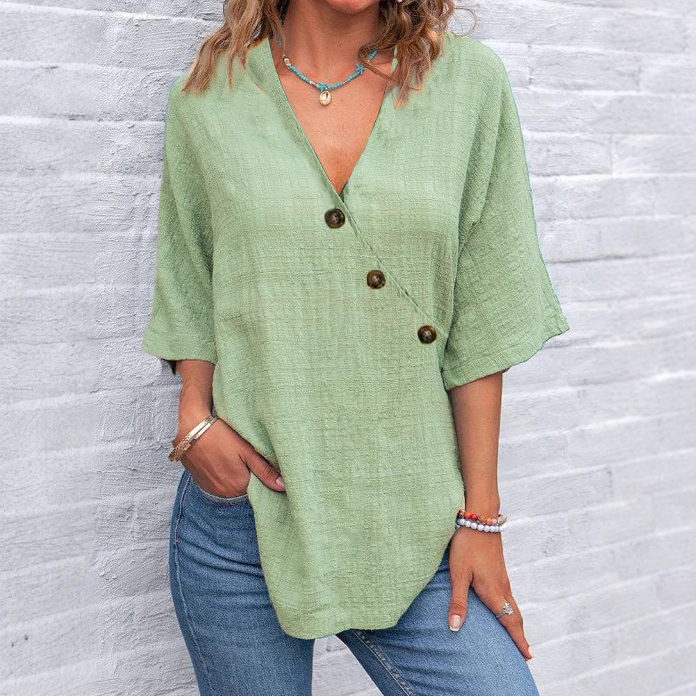 Damen Lässige Überschnittene Bluse mit Knopfdetails Stalluxe