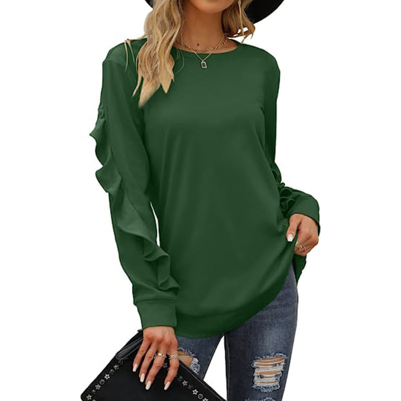 Women's Ruffled Sleeve Casual Sweatshirt Stalluxe