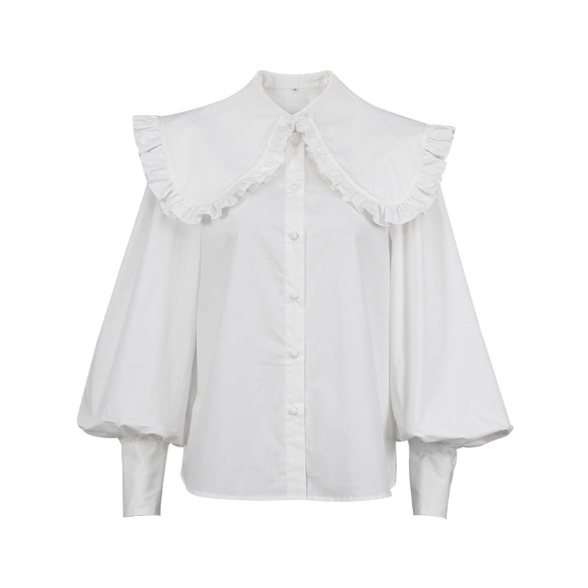 Damen Elegante Bluse mit voluminösen Ärmeln und Rüschensaum Stalluxe