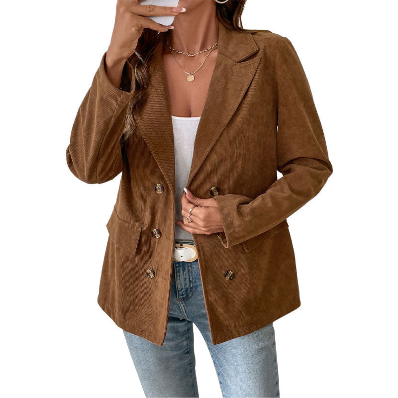 Damen Blazerjacke im angesagten Kord-Stil mit zwei Knöpfen Stalluxe