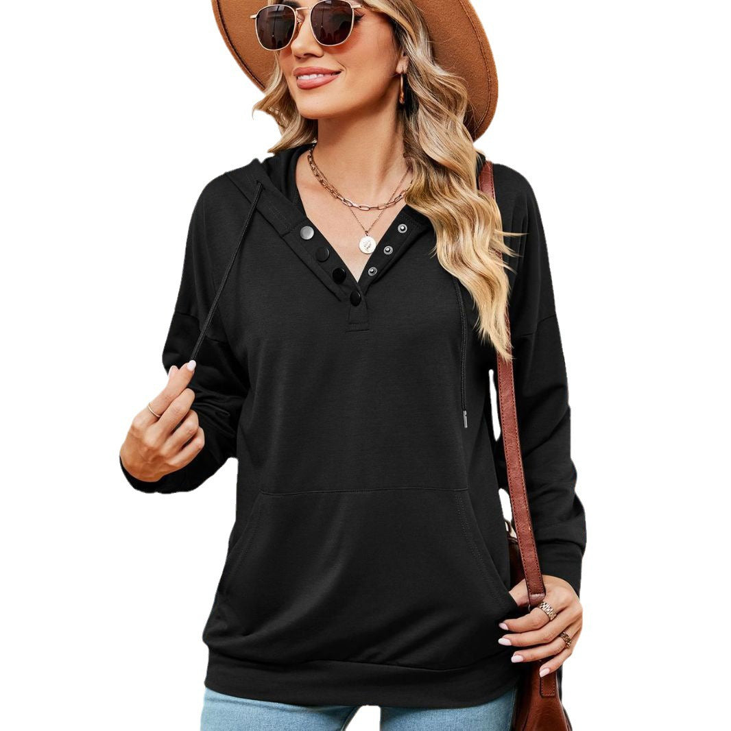 Damen Kapuzenpullover mit modischen Knopfdetails Stalluxe