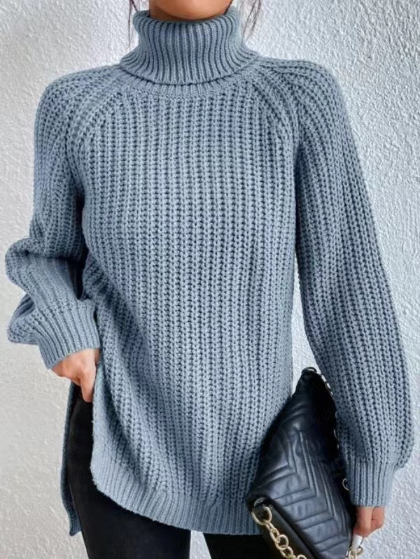 Damen Grobstrickpullover mit hohem Kragen und strukturiertem Muster Stalluxe