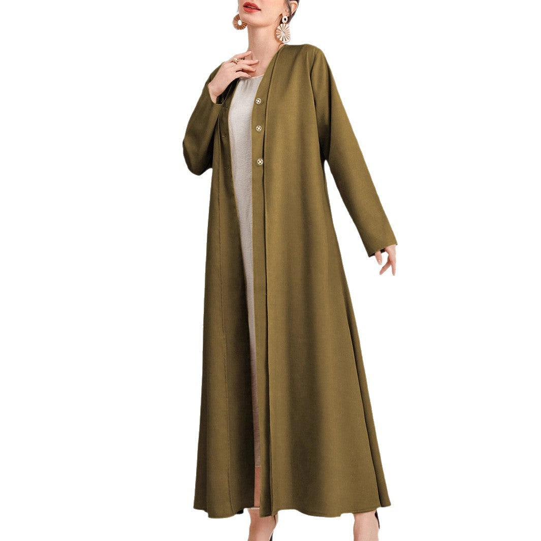 Damen eleganter Kaftan mit durchgehender Knopfleiste Stalluxe